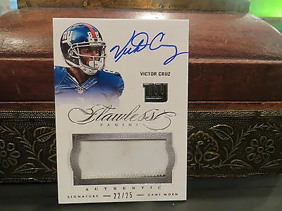 Panini Flawless Silver Autograph Jersey Giants Auto Victor Cruz 22/25  2014 • $500