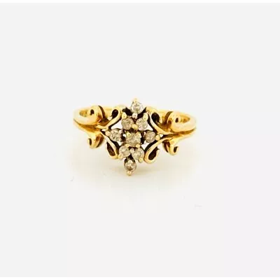 Elegant Vintage Estate Diamond Cluster Ring In 14k Yellow Gold Size 8 • $370