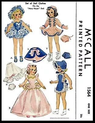 McCall 1564 Mary Hoyer 14  Doll Pattern Clothing Dress Sunsuit Hat • $5.49