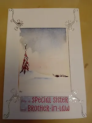 £2.10 • Buy WATERCOLOUR PAINTED Handmade Christmas Card Special Sister And Brother In Law 