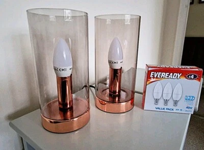 £10 • Buy 2 X Rose Gold Lamps (Argos) + Bulbs