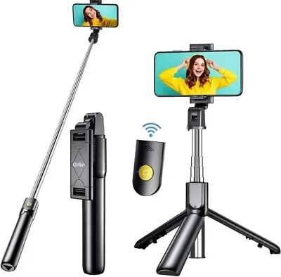 Gritin Selfie Stick 3 In 1 Bluetooth Selfie Stick Tripod Extendable & Portable • £12.59