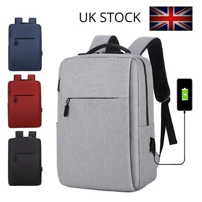 Laptop Backpack Case Up To 15.6  USB Charging Port Anti Theft • £9.99