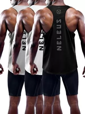 NELEUS Men's 3 Pack Dry Fit Y-Back Muscle Tank Top • $57.88