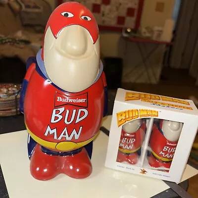 Anheuser Busch 1989 Budweiser Bud Man Stein Solid Head +Bud Man S&P  Shaker • $65