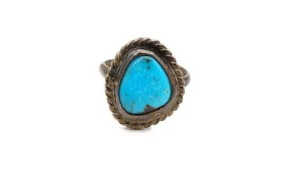 Vintage Native American Navajo Sterling Silver Turquoise Ring Size 6.25 J9 • $42.49