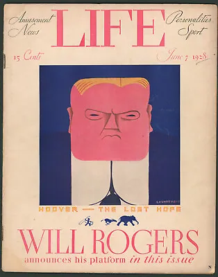 Life Magazine June 7 1928 Red Faced Man Hoover ~Covarrubias~ Cartoon Art • $49.99