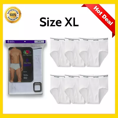 Fruit Of The Loom Men's White Briefs Underwear 6 Pack Size XL NEW!!!! • $12.99