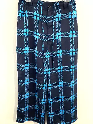 Marni Uniqlo Pants Womens Medium Wide Leg Blue Plaid Crop High Rise • $32.46