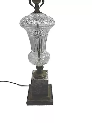 Vintage Italian Lead Crystal And Brass Marble Table Lamp • $50