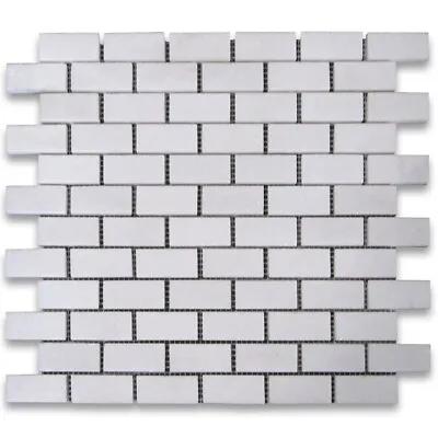 T63P Thassos White Marble 1x2 Brick Subway Mosaic Tile Polished • $21.99