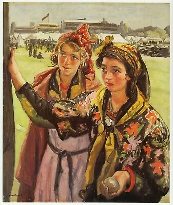 Gaudy Gypsy Romany Beggars Laura Knight Print 1980s In 11 X 14 Inch Mount SUPERB • £18.95