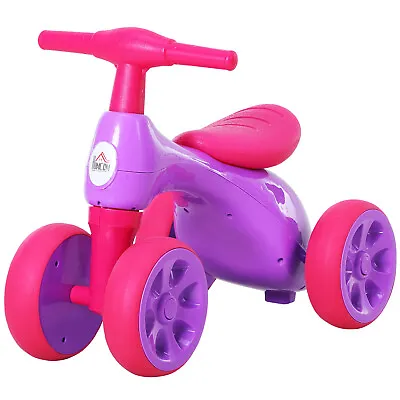 HOMCOM Baby Balance Bike Toddler Safe Training 4 Wheels Storage Bin Violet • £26.99