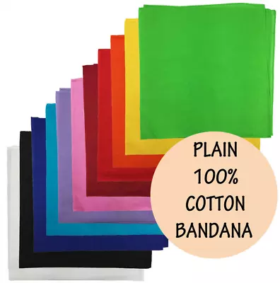 # BANDANA Plain 100% COTTON Head Wrap Bandanna Durag Scarf  Summer Face Mask • $2.99