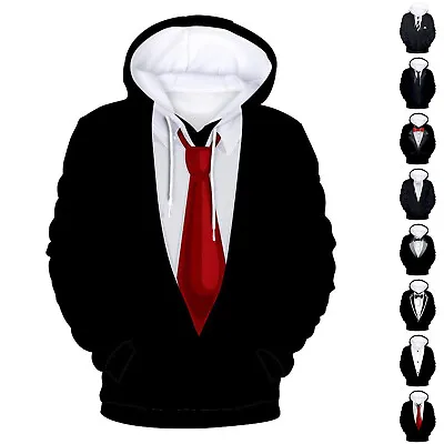 Men's 3D Suit Hoodie Tuxedo Funny Hoodie Funny Birthday Party Classic Humor Tux • $24.65