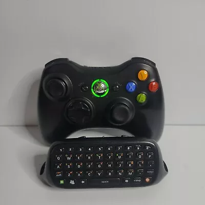 Xbox 360 Wireless Controller Black With Xbox360 Black Chatpad Microsoft Tested • $16.99