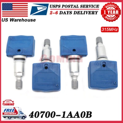 $63.97 • Buy Set Of 4 New TPMS Tire Pressure Sensors For Infiniti Nissan 40700-1AA0B 315MHz