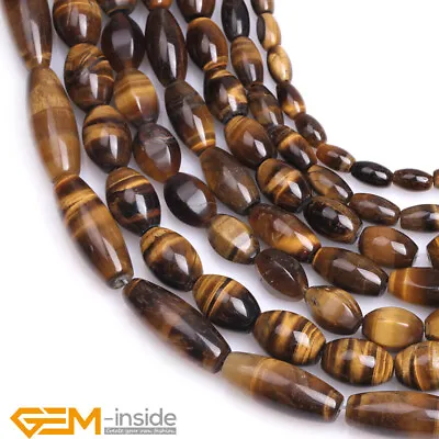 Natural Tiger's Eye Gemstone Olivary Rice Spacer Loose Beads Jewelry Making 15  • $15