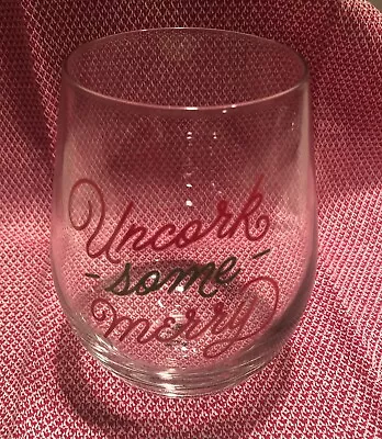 Hallmark VIP Event Stemless Wine Glass  Uncork Some Merry  New Exclusive 2022 • $8.50