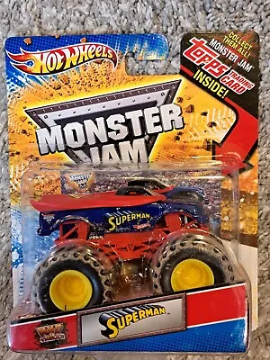 Hot Wheels Monster Jam Truck Vhtf Superman Mud Trucks W/ Topps Trading Card 1/64 • $13.50