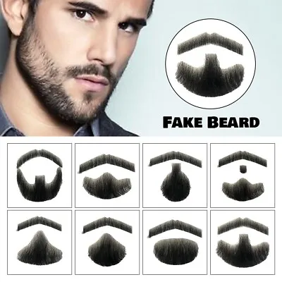 100% Human Hair Fake Beard Face Beard & Mustache For Adults Men Film Makeup • £13.90