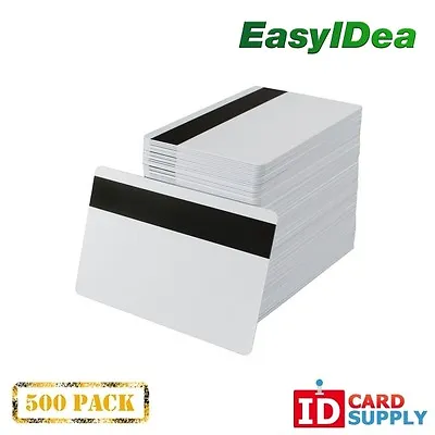 Pack Of 500 White CR80 Standard Size PVC Cards With Hi-Co Magnetic Stripe By Eas • $52.99