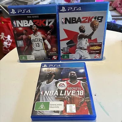 PS4 NBA Bundle X 3 NBA 2K17 NBA 2K18 NBA LIVE 18 The Streets The Leauge  • $29.99