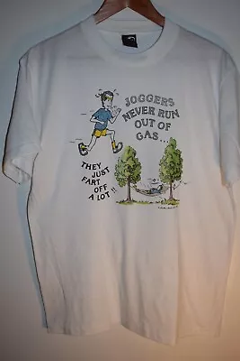 Jogging Funny Vtg Single Stitch Paper Thin EUC 1984 Running T Shirt M/L Soft • $18