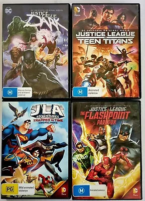 4 X Justice League DVD Animated Movie Bundle | Region 4 | DC Super Heroes • $29.99