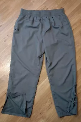 Under Armour Pants Mens 3XL Gray Track Vital Woven Workout Ankle Zip UA Training • $17.86