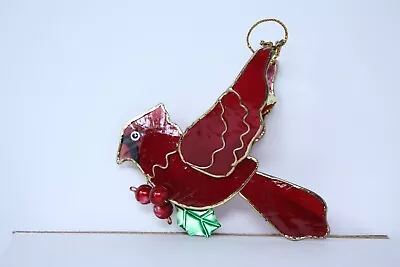 Christmas Ornament Faux Stain Glass Cardinal Plastic • $10