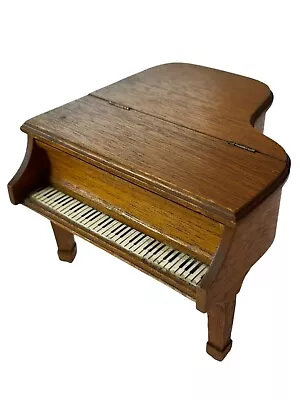 Vintage Dollhouse MINIATURE Working Wind-Up Wooden Grand Piano W/Hinges To Open • $9