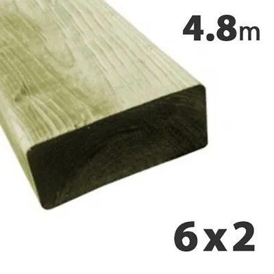 NEW C24 GRADED 2X6 TIMBER. TREATED STRAIGHT 3.6 And 4.8M LENGTHS(price For 4.8m) • £17.95
