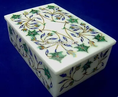 Malachite Stone Inlay Work Trinket Box Marble Cuff Link Box From Cottage Crafts • $148.50