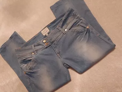 $21.99 • Buy Size 29 By Met Double Button Low Rise Denim Jeans Capri Light Wash 