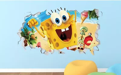 £74.97 • Buy Sponge Bob Smile Wall Decals Stickers Mural Home Decor For Bedroom Art LS382