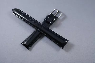 SALE! Luxury Interchangeable 16mm Black Patent Genuine Leather Watch Band Strap  • $13.25