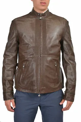 Ferre Milano Perforated Leather Jacket W Detachable Sleeves US S M L XL 2XL 3XL • $349.99