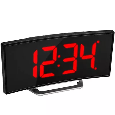 Digital Curved Screen Mirror Clock LED Display Temperature Snooze Table Alarm  • $15.99