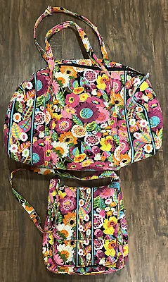 Vera Bradley Large Duffel Va Va Bloom Retired Pattern & Matching Purse  READ • $17.50