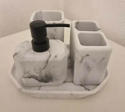 £10.90 • Buy Marble Design Bathroom Accessories Organiser Tumbler Holder Soap Dispenser Tray