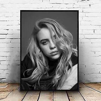 $62.55 • Buy Billie Eilish Pop Music Star Portrait B&W Art Poster Print. Great Home Decor