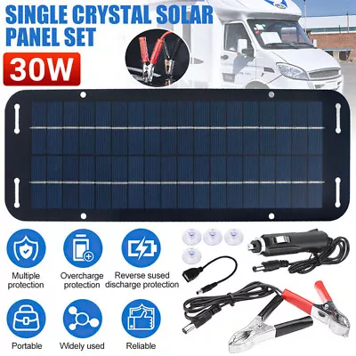 30W Solar Panel Kit Portable Trickle 12V Battery Charger For Car Van Caravan • £13.99