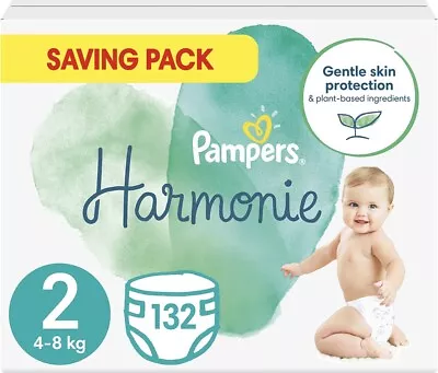Pampers Baby Nappies Size 2 (4-8 Kg / 9-18 Lbs) Harmonie 132 Nappies  KJ16 • £39