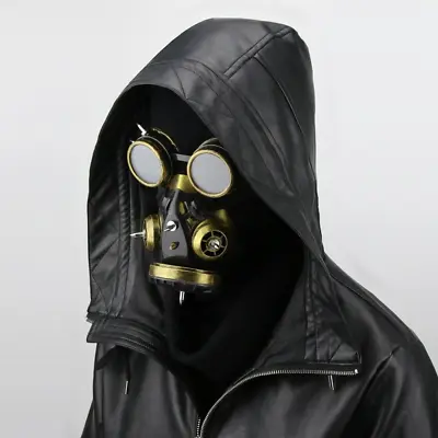 Halloween Mask Helmet Steam Punk Metal Gas Mask Goggles Halloween Accessory • $34.99