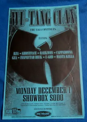 WU-Tang Clan Poster 2008 Original RZA Ghostface Raekwon GZA U-God Masta I Deck • $14.99
