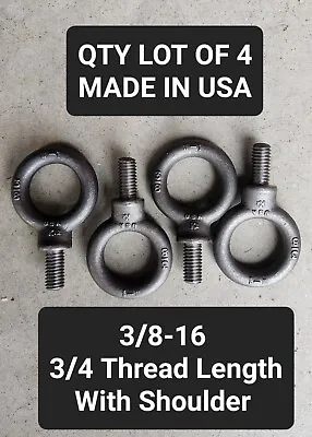 3/8-16 X .75  Thread Lifting Eye Bolt Eyebolt Forged Black USA QTY 4 NEW • $12.96