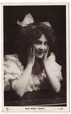 Tuck's Real Photo Postcard Of Edwardian Actress Miss Madge Lessing Posted 1907 • £2.50