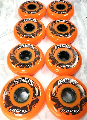 TRONX PAVEMENT Replacement Wheels 85A Outdoor 80mm Set Of 8 ORANGE • $37.50