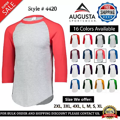 Augusta Sportswear Men's Baseball Jersey Sports T Shirt Raglan Tee - 4420 • $12.38